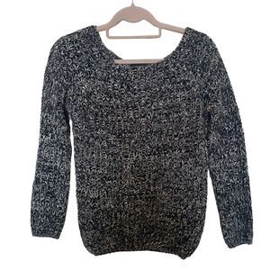 Black and White Knit Crew Neck Sweater